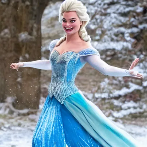 Prompt: margot robbie as elsa from frozen