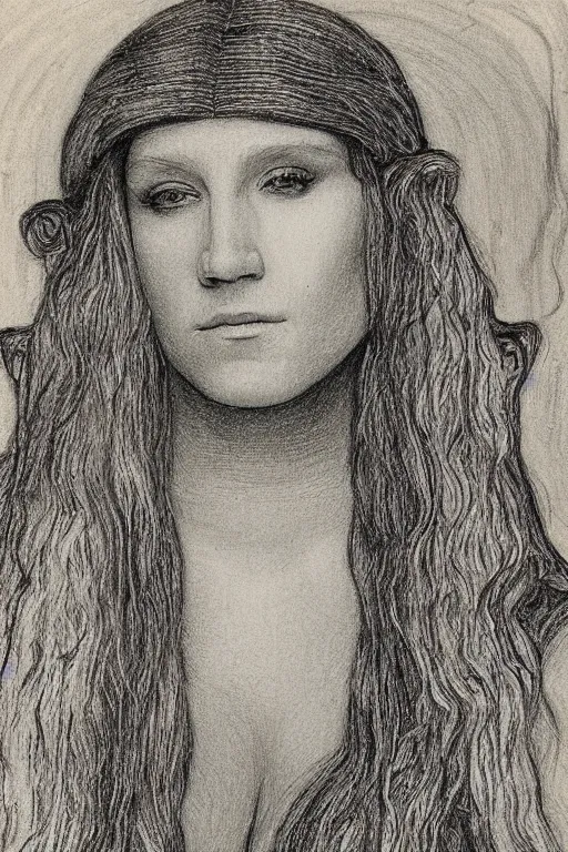Image similar to a portrait of kesha in the style of leonardo da vinci drawing,, single head, no double head,