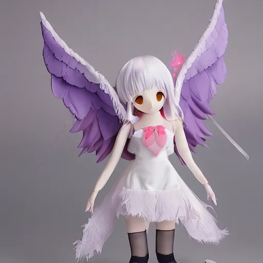 Prompt: cute fumo plush of an angel girl with wings and a glowing halo, anime girl