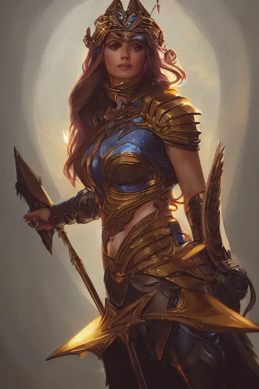 Image similar to amazon valkyrie athena, d & d, fantasy, portrait, highly detailed, headshot, digital painting, trending on artstation, concept art, sharp focus, illustration, art by artgerm and greg rutkowski and magali villeneuve