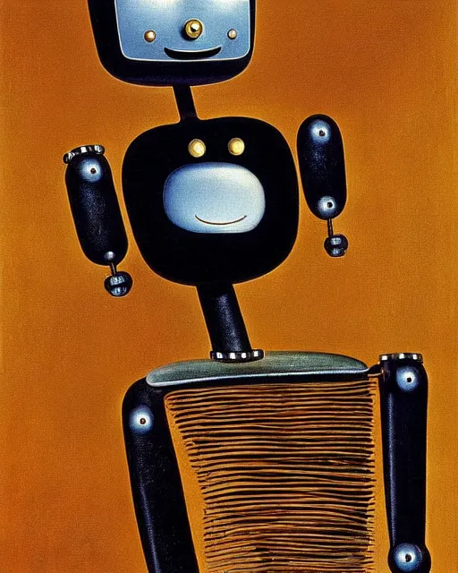 Prompt: portrait of a happy robot, by Salvador Dali