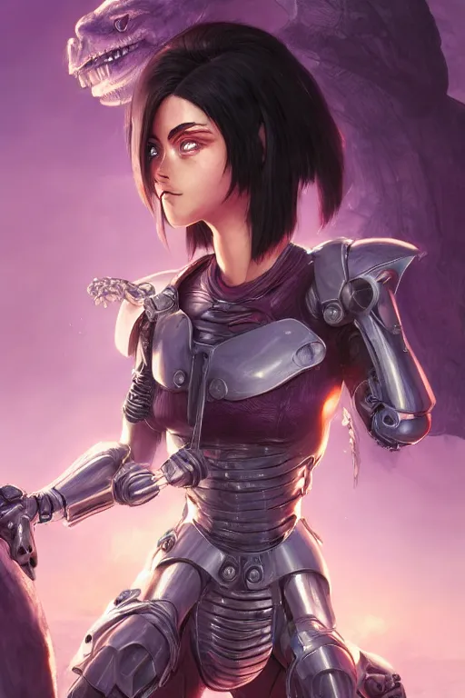 Image similar to battle angel alita, d & d, fantasy, portrait, highly detailed, headshot, digital painting, trending on artstation, concept art, sharp focus, illustration, art by artgerm and greg rutkowski and magali villeneuve