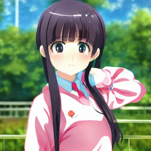 Prompt: a high detail portrait of high school girl by makoto sinkai, kyoto animation, kawaii, full body, in simple background, CLIP STADIO, mad painting