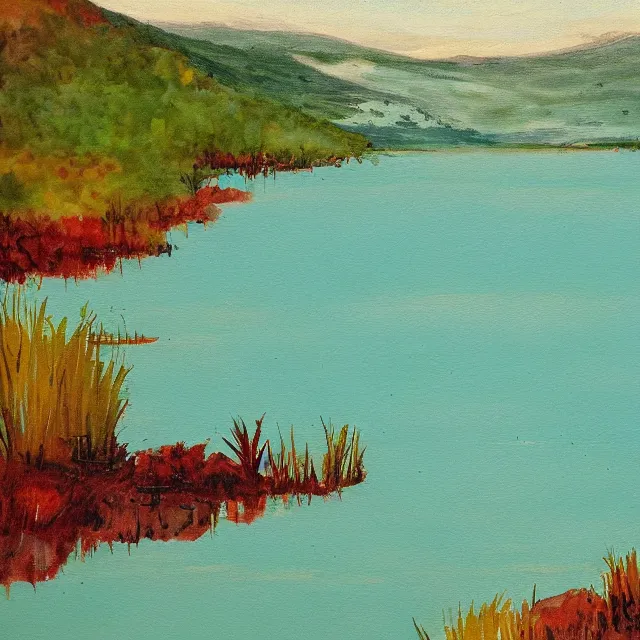 Prompt: bloody lake painting