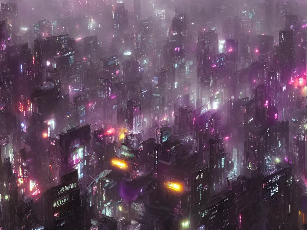 Image similar to blade runner city, high quality, cyberpunk, purple, russian doomer panel houses, lucid