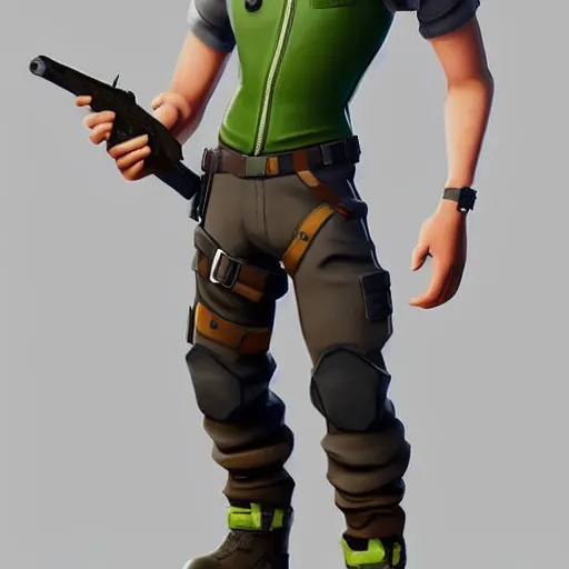 Prompt: anthropomorphic pickle man wearing bullet proof vest, ammo bandolier, tactical cargo pants, black military boots. fortnite character design