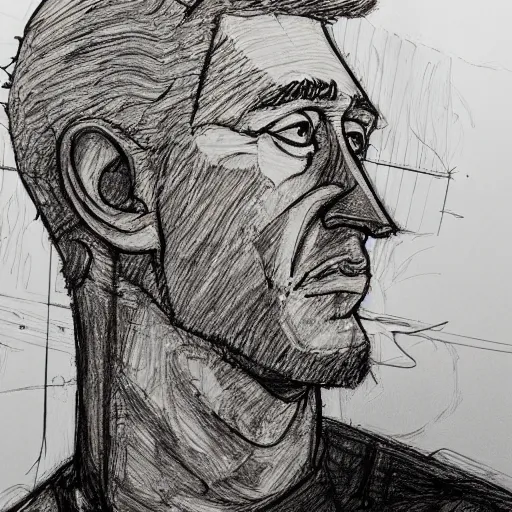 Image similar to a realistic yet scraggly portrait sketch of the side profile of a stern and sophisticated boomhauer, trending on artstation, intricate details, in the style of frank auerbach, in the style of sergio aragones, in the style of martin ansin, in the style of david aja, in the style of mattias adolfsson