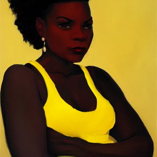 Image similar to african american woman wearing a yellow tutu, portrait artwork by jack vettriano h 6 4 0