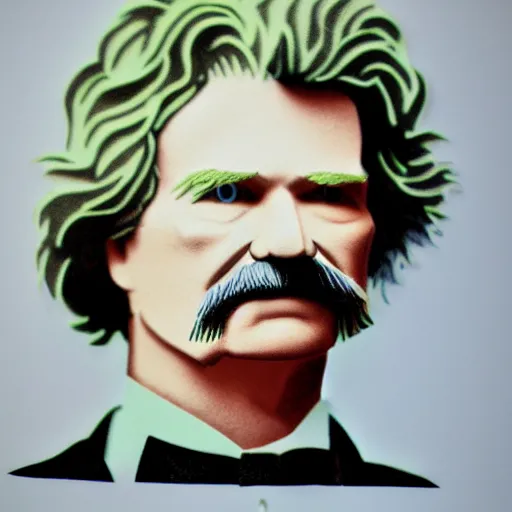 Image similar to colored paper portrait of mark twain