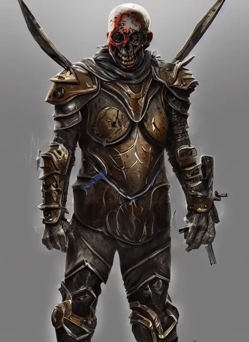 Image similar to a disfigured warrior with no helmet and medical needles sticking out all over their armor, concept art, trending on artstation, 4k