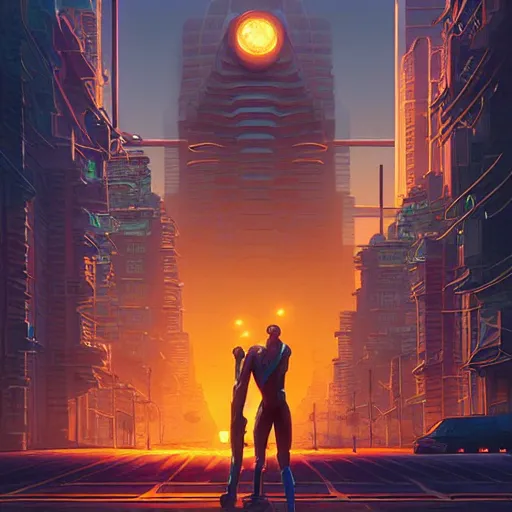 Prompt: ninja cyborgs portrait in cybercity, golden hour, poster by michael whelan and gilbert williams and evgeny lushpin and artgerm and alena aenami, highly detailed