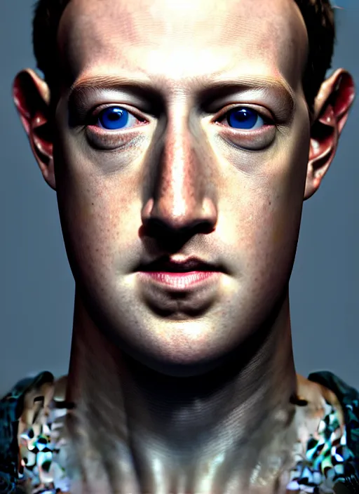 Image similar to mark zuckerberg as male android from i robot!!!, lifeless, portrait, intricate, highly detailed, digital painting, artstation, concept art, wallpaper, smooth, sharp focus, illustration, art by h. r. giger and artgerm and greg rutkowski and alphonse mucha