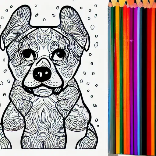 Image similar to cute dogs, coloring book, outline art, digital art, drawing, simplistic