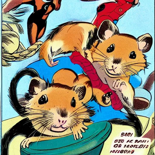 Image similar to hamster by john buscema, marvel comic about little pet rodents, gerbils, guinea pigs, hamsters