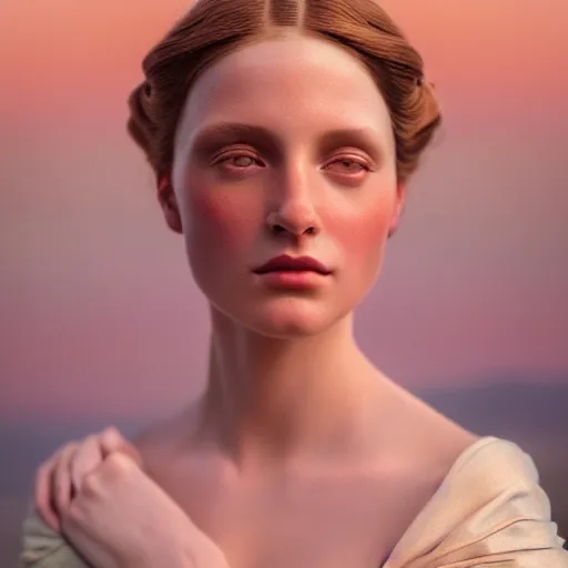 Image similar to photographic portrait of a stunningly beautiful renaissance art nouveau art deco female in soft dreamy light at sunset, contemporary fashion shoot, by edward robert hughes, annie leibovitz and steve mccurry, david lazar, jimmy nelsson, breathtaking, 8 k resolution, extremely detailed, beautiful, establishing shot, artistic, hyperrealistic, beautiful face, octane render