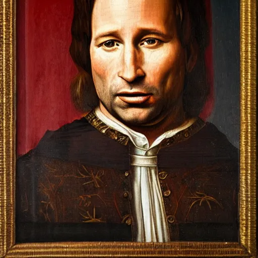 Prompt: a renaissance style portrait painting of David Duchovny