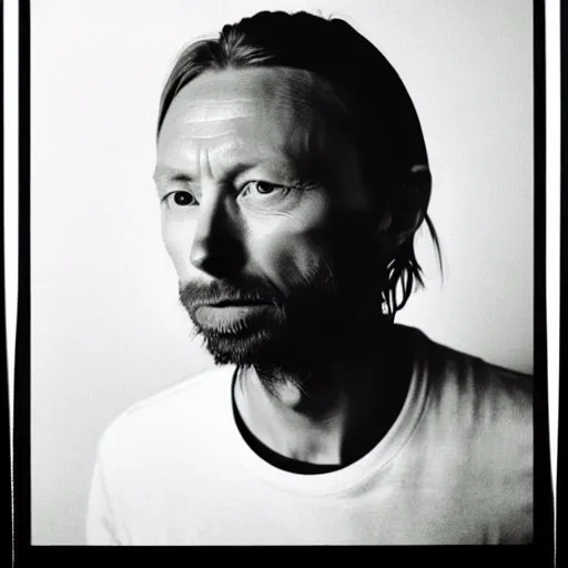 Prompt: Mugshot Portrait of Thom Yorke, taken in the 1970s, photo taken on a 1970s polaroid camera, grainy, real life, hyperrealistic, ultra realistic, realistic, highly detailed, epic, HD quality, 8k resolution, body and headshot, film still, front facing, front view, headshot and bodyshot, detailed face, very detailed face