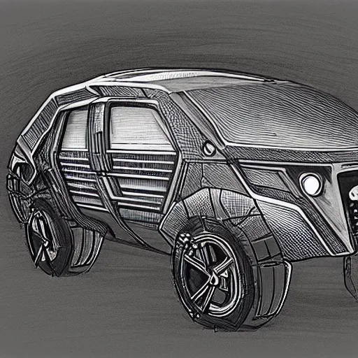 Image similar to futuristic vehicle concept, etch a sketch art