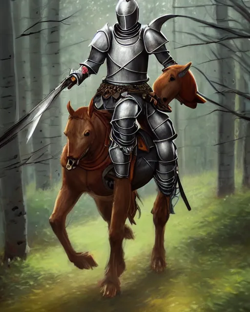 Image similar to concept art of a medival knight, wearing tight medival clothing with slight armour, riding a horse through an aspen forest | | cute - fine - fine details by stanley artgerm lau, wlop, rossdraws, james jean, andrei riabovitchev, marc simonetti, and sakimichan, trending on artstation