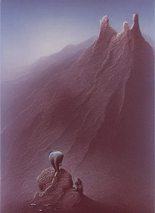 Prompt: mountain by beksinski and salvadore dali