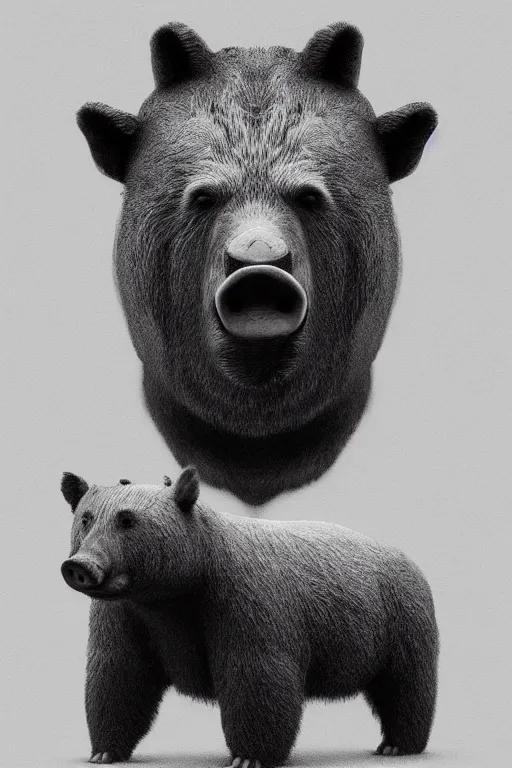 Image similar to half man half bear half pig, zdislaw beksinski, trending on artstation,