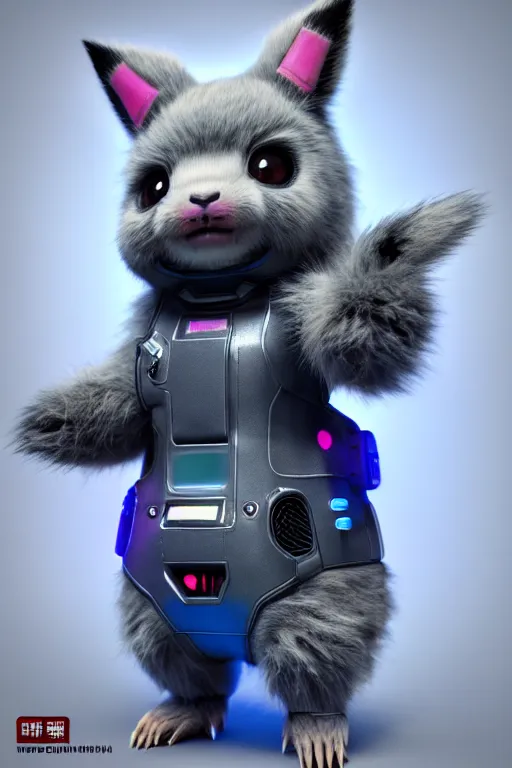 Image similar to high quality 3 d render post - cyberpunk very cute fluffy! wombat cyborg, mechanical paw, highly detailed, unreal engine cinematic smooth, in the style of detective pikachu, hannah yata charlie immer, neon blue light, low angle, uhd 8 k, sharp focus