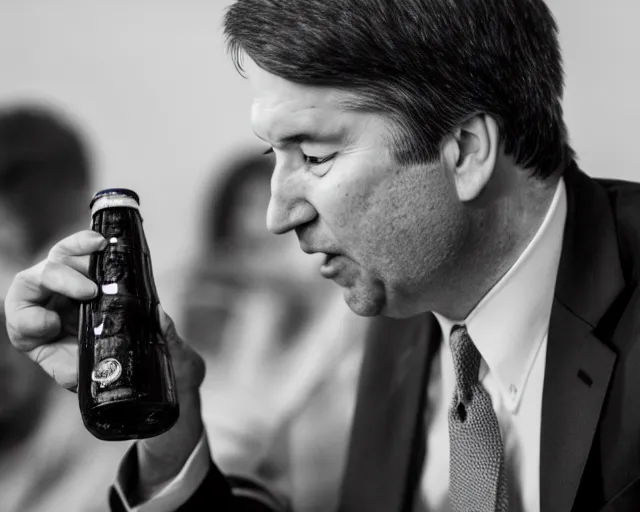 Image similar to photo of brett kavanaugh staring longingly at a can of beer, 3 5 mm f / 2. 8