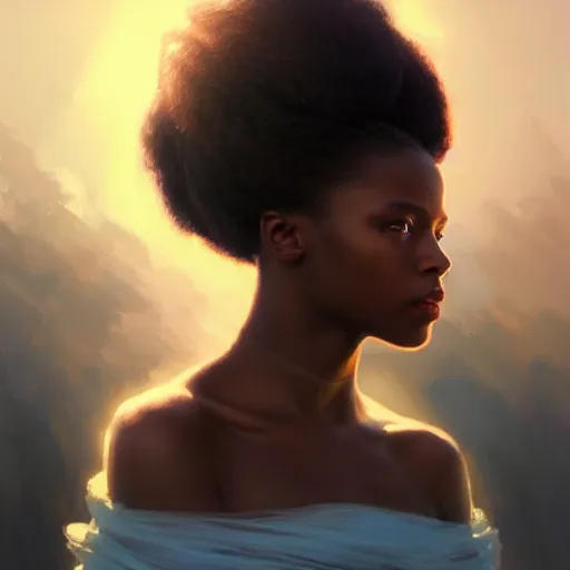 Image similar to a Photorealistic dramatic hyperrealistic bright blue eyes, African American elegant girl, black hair, white veil,by WLOP,Artgerm,Greg Rutkowski,Alphonse Mucha, Beautiful dynamic dramatic bright sunset lighting,shadows,cinematic atmosphere,Artstation,concept design art,Octane render,8k