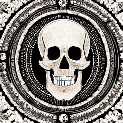 Image similar to skull covered with diamonds, highly detailed