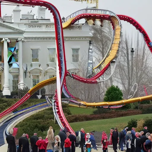 Image similar to a roller coaster that runs through the White House