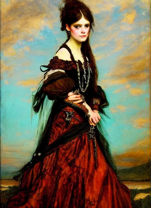 Image similar to ( ( gothic # ) ) princess portrait *. *. by william henry hunt * *, highly detailded, turquoise rust, steampunk