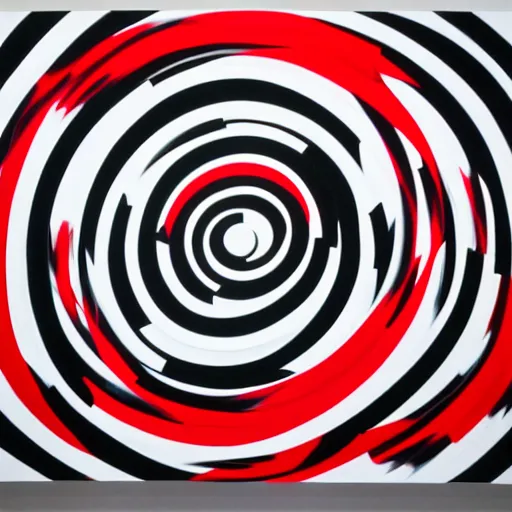 Image similar to ( dancers dancing dance ) curves ( black white red ) ( big circle ) bridget riley breathtaking piece museum of modern art new york