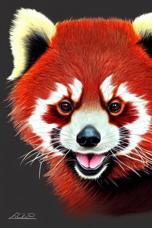 Image similar to an amber red panda, symmetrical, highly detailed, digital art, sharp focus, trending on art station