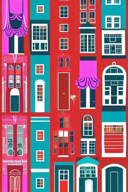 Image similar to minimalist boho style art of colorful amsterdam, illustration, vector art