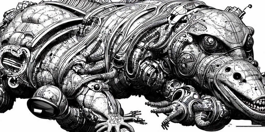 Prompt: a cyborg axolotl. ultrafine hyperdetailed illustration by kim jung gi