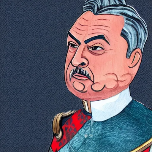 Image similar to id photo of a viktor orban in emperor outfit, art by victor stabin