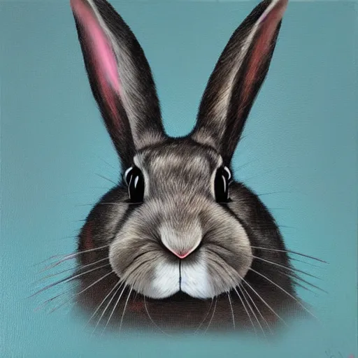 Prompt: rabbit by jessica ng, acryliconcanvas, contemporaryart, cutecreepy - n 9