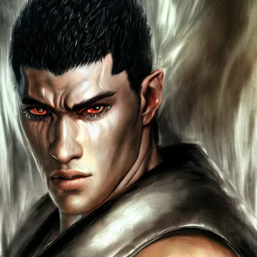 Image similar to ultra realistic portrait of guts from berserk extremely detailed, made by wlop and maxwell boas