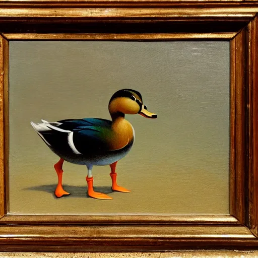 Image similar to a duck on the prowl oil painting ignacio nazabal