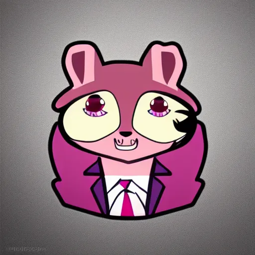 Prompt: logo of a pink alpaca in a suit in the style of zootopia, pixar, digital art, trending on artstation, award - winning