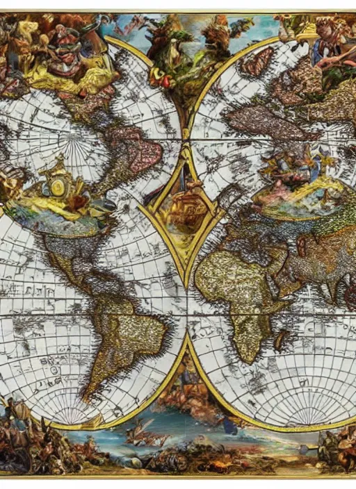 Image similar to detailed world map _ by _ filipe _ pagliuso _ and _ justin _ gerard _ symmetric _ fantasy _ highly _ detailed _ realistic _ intricate _ port