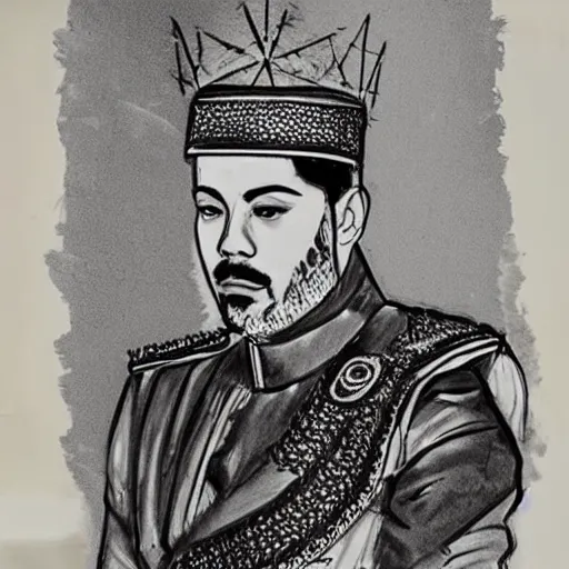 Prompt: mohammedvi king of morroco, sketch