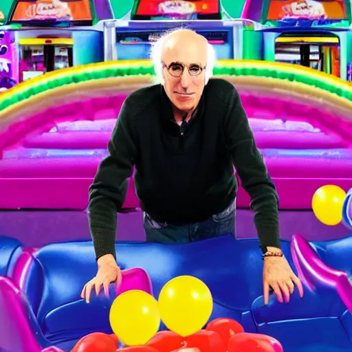 Prompt: larry david at a chuck-e-cheese, 8k, photograph