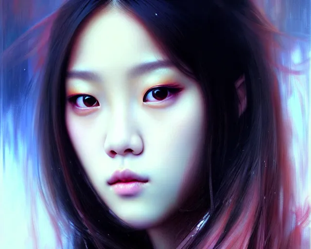 Image similar to jisoo from blackpink, portrait, highly detailed, deep focus, elegant, digital painting, smooth, sharp focus, illustration, ultra realistic, 8 k, art by karol bak and agnes cecile