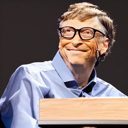 Image similar to bill gates jumps over the chair, 8K, full hd, detailed