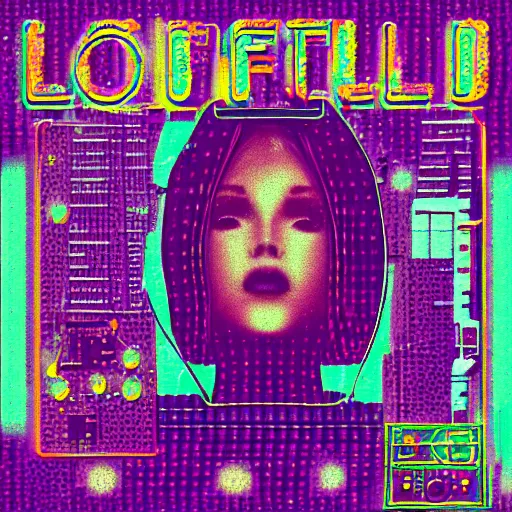 Image similar to lofi vaporwave retro futurism album artwork underground unknown lonely girl