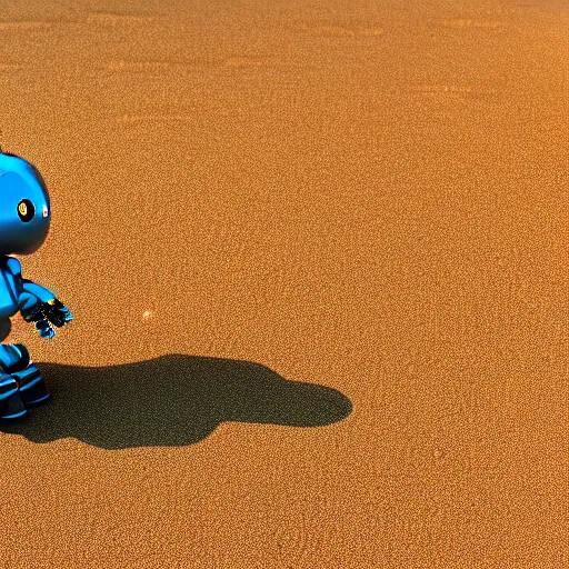 Image similar to a cute little robot consists sand. super realistic 8 k render of a elegant, cinematic composition