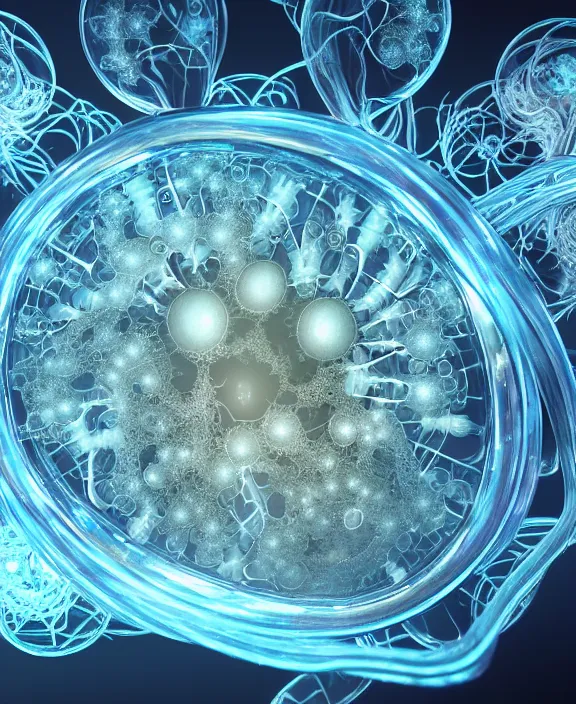 Image similar to intricate opulent transparent clear see - through picture of microbes, biology, fractal, neon lights, clean medical environment, ultra realistic, concept art, art nouveau, photorealistic, octane render, 8 k, unreal engine. art by nori inoguchi and sam kaplan and zachary goulko and christopher marley and artgerm