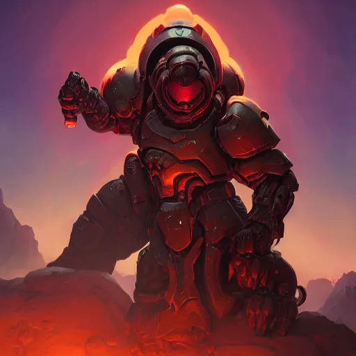 Image similar to doom slayer fantasy art heartstone video game icon, 2 d game art gta cover, official fanart behance hd artstation by jesper ejsing, by rhads, makoto shinkai and lois van baarle, ilya kuvshinov, rossdraws