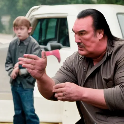Image similar to a still of steven seagal with down syndrome in the movie thirteen